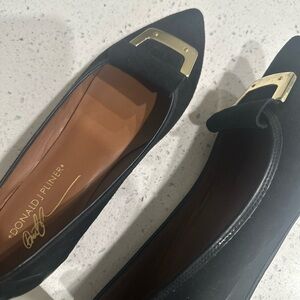 Donald J. Pliner Black Flats with Gold Accents